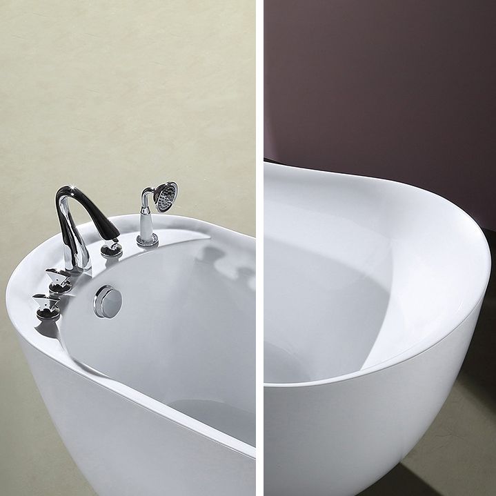 White Acrylic Oval Bathtub Soaking Freestanding Tub with Faucet Clearhalo 'Bathroom Remodel & Bathroom Fixtures' 'Bathtubs' 'Home Improvement' 'home_improvement' 'home_improvement_bathtubs' 'Showers & Bathtubs' 1200x1200_ae2de59d-3c7f-4c11-80b3-21b17ff6c08e