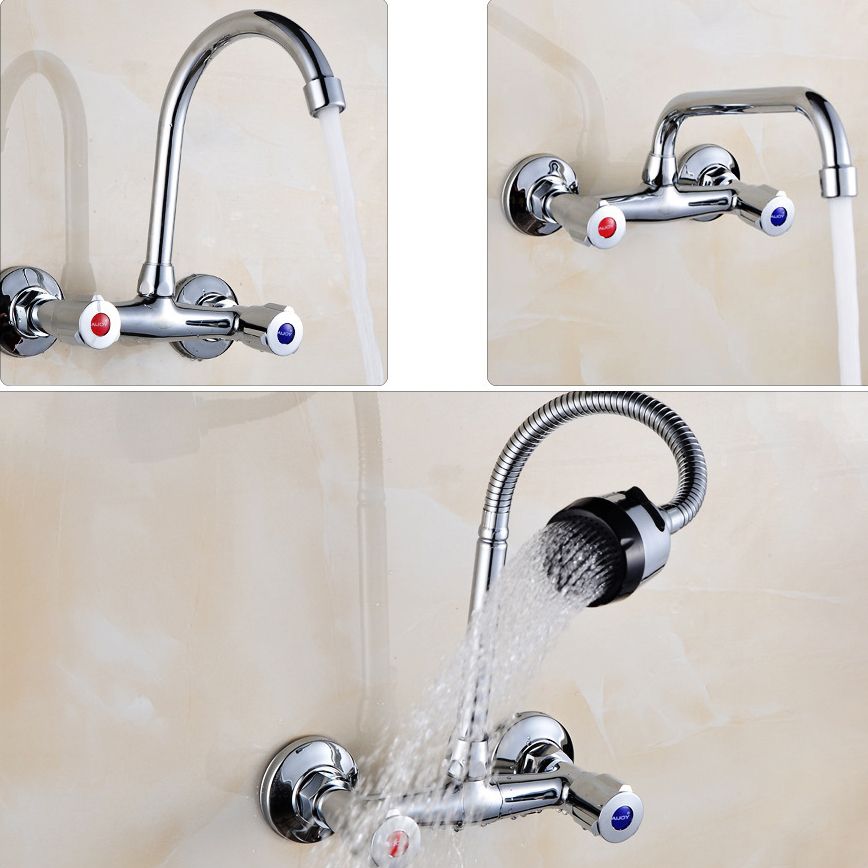 Modern 1-Hold Bar Faucet Double Handle Wall-mounted Lead Free Bar Faucet Clearhalo 'Home Improvement' 'home_improvement' 'home_improvement_kitchen_faucets' 'Kitchen Faucets' 'Kitchen Remodel & Kitchen Fixtures' 'Kitchen Sinks & Faucet Components' 'kitchen_faucets' 1200x1200_ae41fe91-c3b5-4b21-b38d-e9e98b00d672