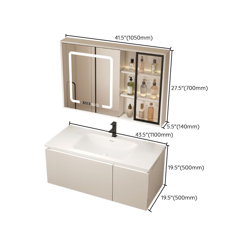 Wood White Wall Mount Vanity Set Modern with Mirror for Bathroom Clearhalo 'Bathroom Remodel & Bathroom Fixtures' 'Bathroom Vanities' 'bathroom_vanities' 'Home Improvement' 'home_improvement' 'home_improvement_bathroom_vanities' 1200x1200_ae962bc5-64b8-4372-b540-b6eb93d8432c