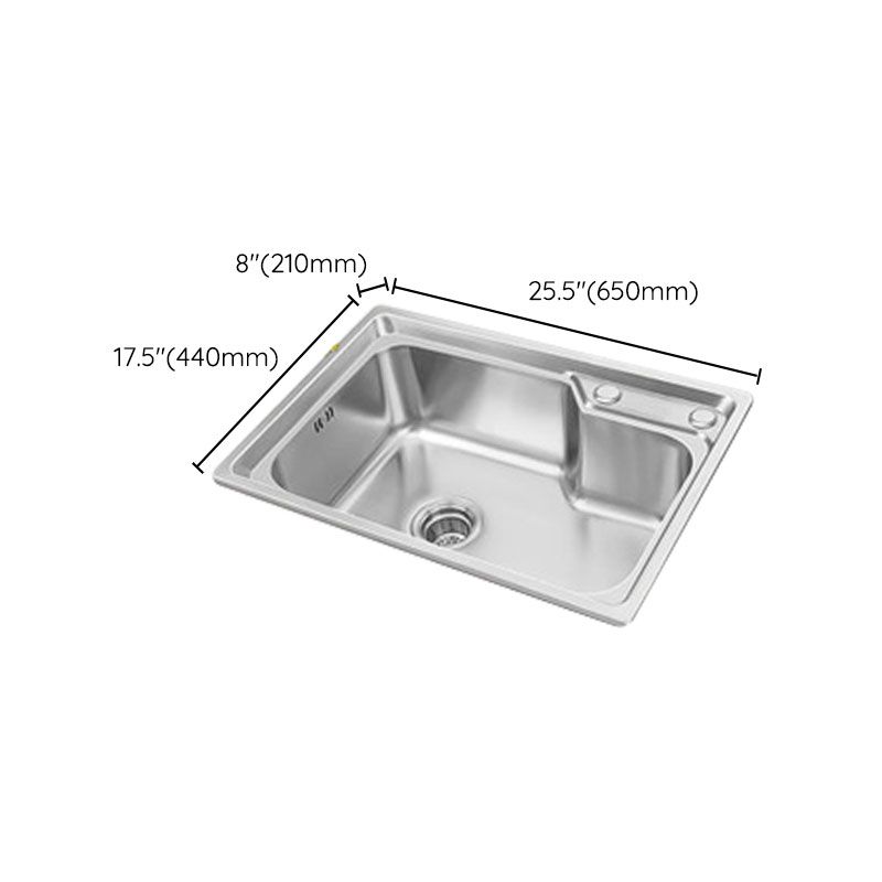 Modern Style Kitchen Sink Stainless Steel Single Bowl Kitchen Sink with Basket Strainer Clearhalo 'Home Improvement' 'home_improvement' 'home_improvement_kitchen_sinks' 'Kitchen Remodel & Kitchen Fixtures' 'Kitchen Sinks & Faucet Components' 'Kitchen Sinks' 'kitchen_sinks' 1200x1200_aed21a2f-bdcc-472d-900e-47d546fdf998