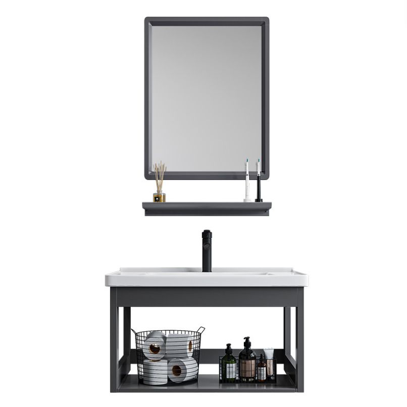 Single Modern Bath Vanity Wall Mount Metal Base Rectangular Bathroom Vanity Clearhalo 'Bathroom Remodel & Bathroom Fixtures' 'Bathroom Vanities' 'bathroom_vanities' 'Home Improvement' 'home_improvement' 'home_improvement_bathroom_vanities' 1200x1200_af115407-3e3b-4c9a-88ea-817076f0298e