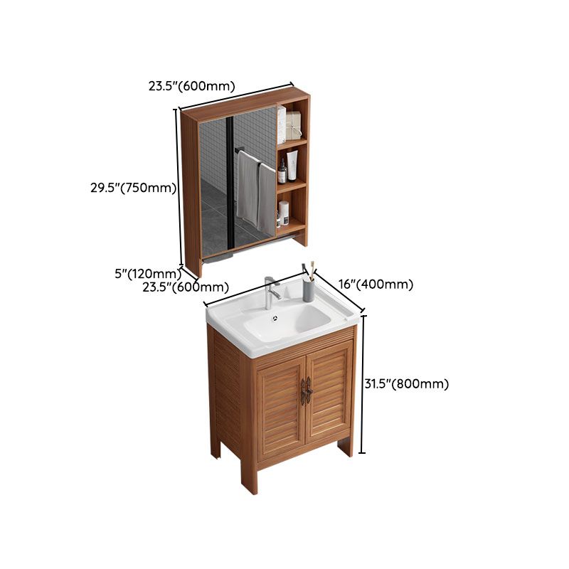 Rectangle Vanity Set Metal Frame Mirror Freestanding 2 Doors Single Sink Bath Vanity Clearhalo 'Bathroom Remodel & Bathroom Fixtures' 'Bathroom Vanities' 'bathroom_vanities' 'Home Improvement' 'home_improvement' 'home_improvement_bathroom_vanities' 1200x1200_af14819c-d617-4f9f-9fda-55f6fd5479ea