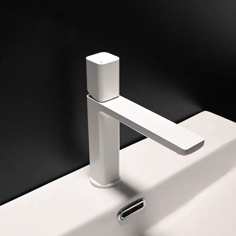 Modern Knob Handle Sink Faucet White Brass Bathroom Sink Faucet Clearhalo 'Bathroom Remodel & Bathroom Fixtures' 'Bathroom Sink Faucets' 'Bathroom Sinks & Faucet Components' 'bathroom_sink_faucets' 'Home Improvement' 'home_improvement' 'home_improvement_bathroom_sink_faucets' 1200x1200_af18d681-c2b5-4411-8385-233f270828c5