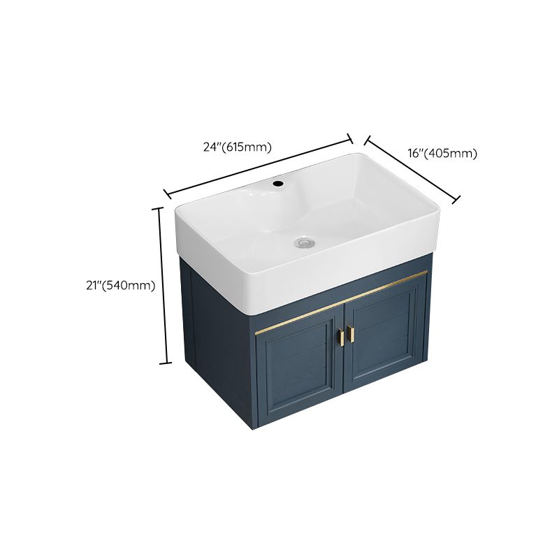 Rectangular Vanity Single Sink Faucet Wall-Mounted Blue Mirror Metal Frame Bath Vanity Clearhalo 'Bathroom Remodel & Bathroom Fixtures' 'Bathroom Vanities' 'bathroom_vanities' 'Home Improvement' 'home_improvement' 'home_improvement_bathroom_vanities' 1200x1200_af33fd17-2361-41a6-b25b-6c7fa913f965