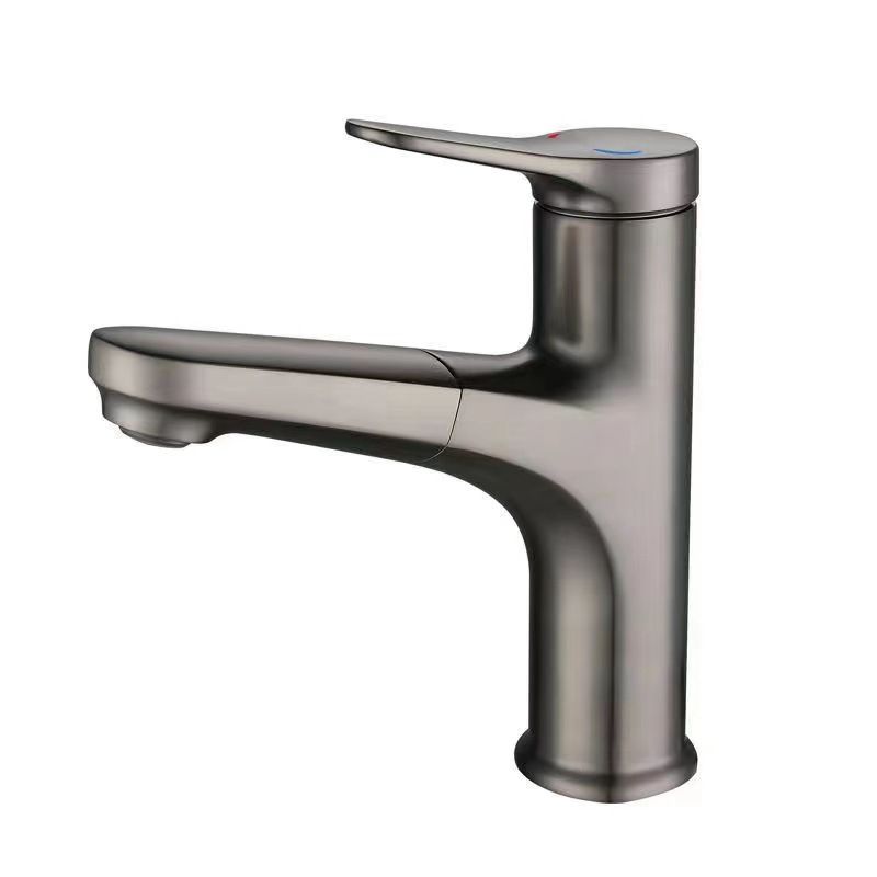 Modern Style Vessel Sink Faucet Single-handle Low Arc Retractable Copper Vessel Faucet Clearhalo 'Bathroom Remodel & Bathroom Fixtures' 'Bathroom Sink Faucets' 'Bathroom Sinks & Faucet Components' 'bathroom_sink_faucets' 'Home Improvement' 'home_improvement' 'home_improvement_bathroom_sink_faucets' 1200x1200_af410716-3062-4b0f-bf42-4e587806fdfa