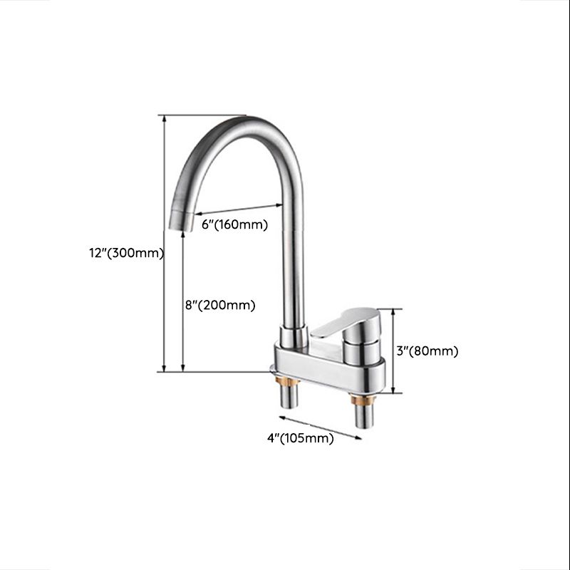 Bathroom Sink 304 Stainless Steel Center Faucet, Single Handle Bathroom Vanity Faucet Clearhalo 'bathroom_sink_faucets' 'Conjunta de Baño y Conjunta de Grifo' 'Coronamiento de Baño y Dispositivo de Baño' 'Grifo del lavabo del baño' 'Hogar' 'home_improvement' 'home_improvement_bathroom_sink_faucets' 'Mejoras para el hogar' 1200x1200_af61fab3-5fd7-4453-8cc0-26a3b4bbcfce