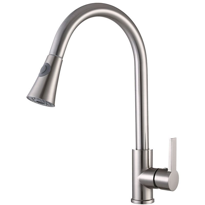 Modern Pull Down Single Handle Kitchen Faucet 1-Hold Water Faucet Clearhalo 'Home Improvement' 'home_improvement' 'home_improvement_kitchen_faucets' 'Kitchen Faucets' 'Kitchen Remodel & Kitchen Fixtures' 'Kitchen Sinks & Faucet Components' 'kitchen_faucets' 1200x1200_af6a8ed6-67f8-4180-8a2c-733a56d8447b