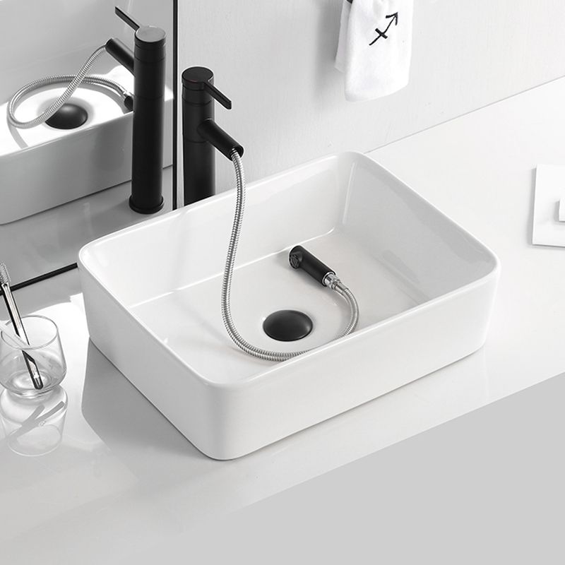 Contemporary Bathroom Sink Porcelain Solid Color Rectangular Vessel Bathroom Sink Clearhalo 'Bathroom Remodel & Bathroom Fixtures' 'Bathroom Sinks & Faucet Components' 'Bathroom Sinks' 'bathroom_sink' 'Home Improvement' 'home_improvement' 'home_improvement_bathroom_sink' 1200x1200_af72f1f1-7e8d-4840-b775-338049346b54