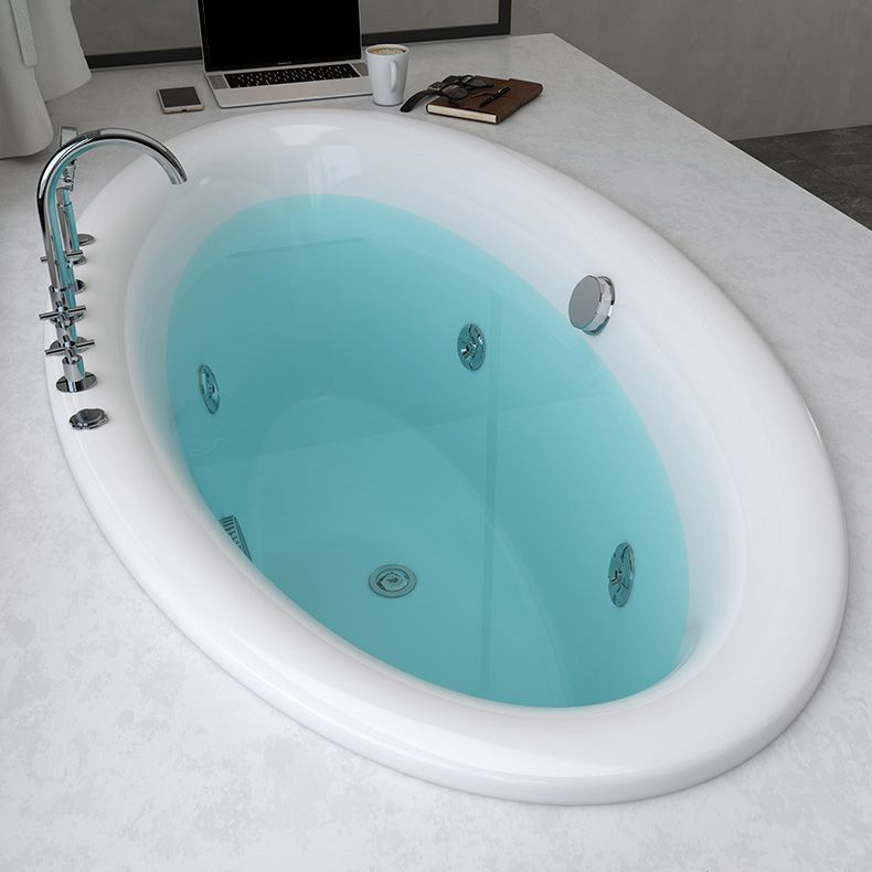 Drop in Soaking Bathtub White Oval Modern Back to Wall Acrylic Bath Clearhalo 'Bathroom Remodel & Bathroom Fixtures' 'Bathtubs' 'Home Improvement' 'home_improvement' 'home_improvement_bathtubs' 'Showers & Bathtubs' 1200x1200_af990b55-c3b8-4637-8cf8-f5f5ac7d4af0