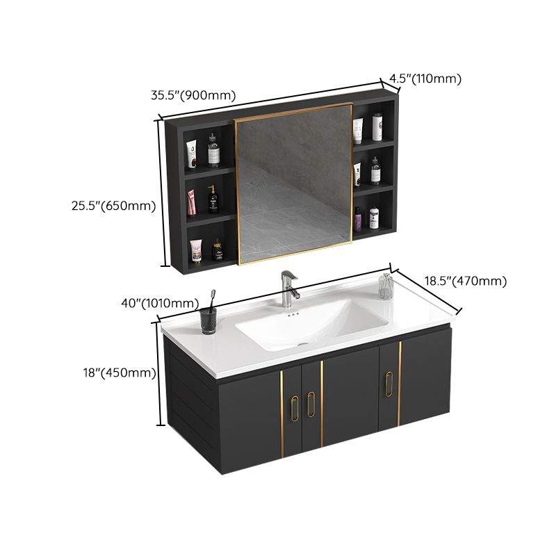 Rectangular Bathroom Vanity Modern Black Metal Frame Single Vanity Set Clearhalo 'Bathroom Remodel & Bathroom Fixtures' 'Bathroom Vanities' 'bathroom_vanities' 'Home Improvement' 'home_improvement' 'home_improvement_bathroom_vanities' 1200x1200_afa104df-a7e8-44fc-86c8-471d335819a3
