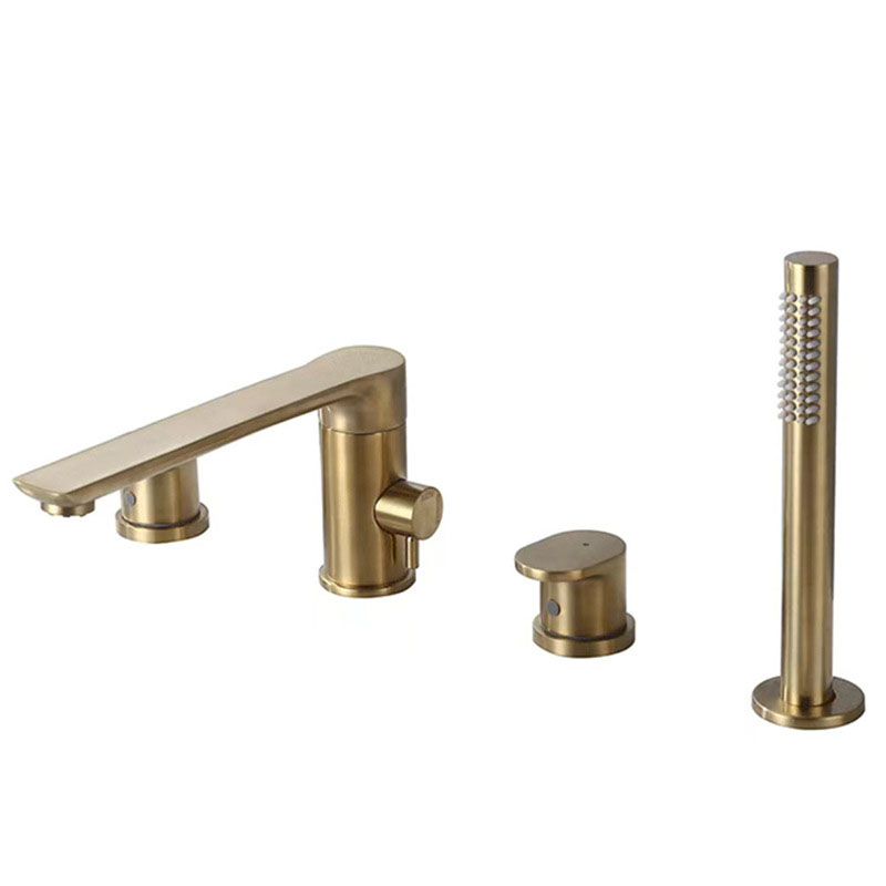 Deck Mounted Tub Filler Copper Lever Handle Low Arc Handshower Tub Filler Clearhalo 'Bathroom Remodel & Bathroom Fixtures' 'Bathtub Faucets' 'bathtub_faucets' 'Home Improvement' 'home_improvement' 'home_improvement_bathtub_faucets' 1200x1200_afa40a1d-33e7-414e-b26c-245749cce067