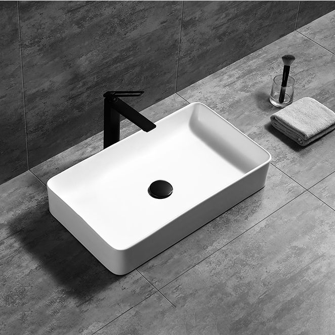 Contemporary Bathroom Sink Porcelain Pop-Up Drain Rectangular Vessel Lavatory Sink Clearhalo 'Bathroom Remodel & Bathroom Fixtures' 'Bathroom Sinks & Faucet Components' 'Bathroom Sinks' 'bathroom_sink' 'Home Improvement' 'home_improvement' 'home_improvement_bathroom_sink' 1200x1200_afbc25dc-e844-4db2-8d5f-4aa50e06bd40