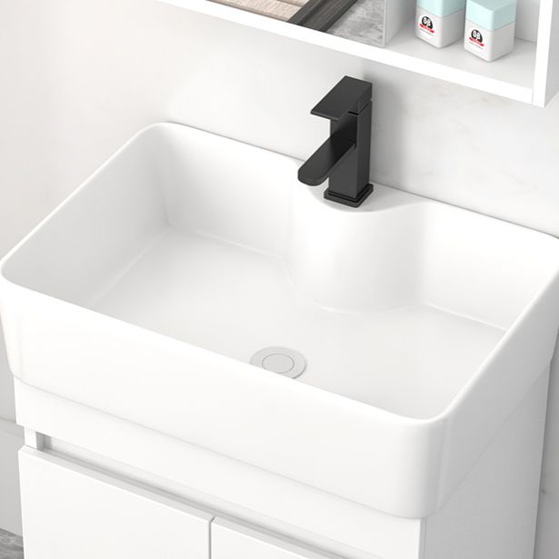 Rectangular Single Sink Bathroom Vanity Modern White Wall Mount Vanity Set Clearhalo 'Bathroom Remodel & Bathroom Fixtures' 'Bathroom Vanities' 'bathroom_vanities' 'Home Improvement' 'home_improvement' 'home_improvement_bathroom_vanities' 1200x1200_afc3361f-59ef-478b-b750-d1fe30a5a5ae