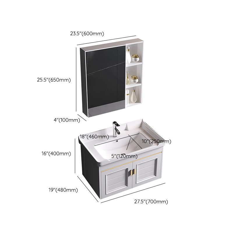 Wall Mounted Sink Vanity Contemporary Metal Bathroom Sink Vanity Clearhalo 'Bathroom Remodel & Bathroom Fixtures' 'Bathroom Vanities' 'bathroom_vanities' 'Home Improvement' 'home_improvement' 'home_improvement_bathroom_vanities' 1200x1200_aff22fe0-b644-4f83-8843-b5b4dc38af32