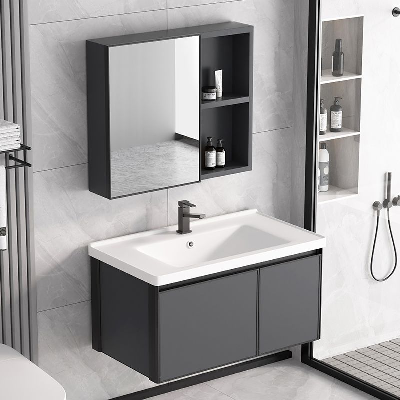 Rectangular Bathroom Vanity Single Sink Modern Gray Metal Base Vanity Set Clearhalo 'Bathroom Remodel & Bathroom Fixtures' 'Bathroom Vanities' 'bathroom_vanities' 'Home Improvement' 'home_improvement' 'home_improvement_bathroom_vanities' 1200x1200_b003f7f8-5058-43a9-88a8-53730840ba5b