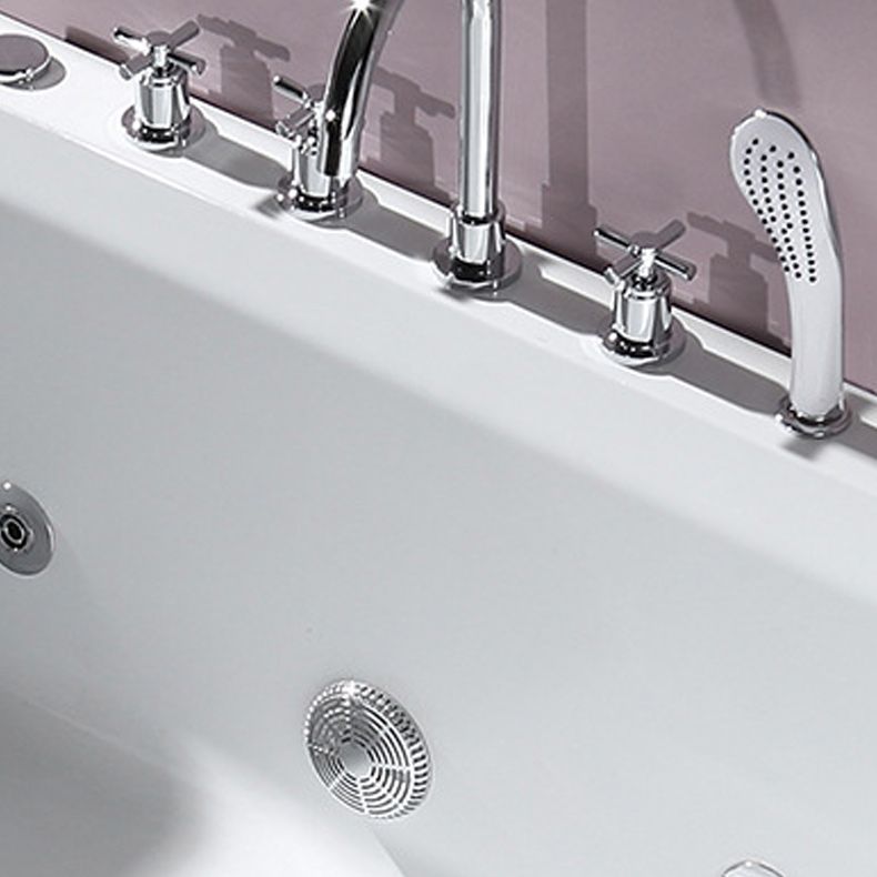 White Acrylic Rectangular Bath Tub Whirlpool Stand Alone Tub with Faucet Clearhalo 'Bathroom Remodel & Bathroom Fixtures' 'Bathtubs' 'Home Improvement' 'home_improvement' 'home_improvement_bathtubs' 'Showers & Bathtubs' 1200x1200_b00f2cc6-81f7-467a-8272-12b35b027df8