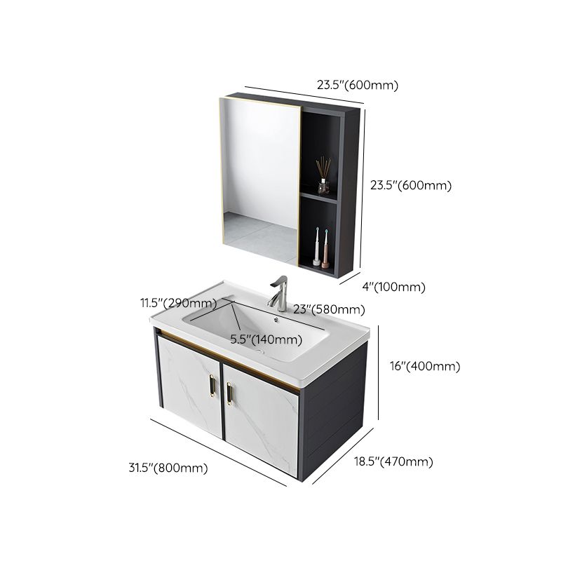 Modern Style Bath Vanity Dirt Resistant Wall Mount Bath Vanity with Faucet Clearhalo 'Bathroom Remodel & Bathroom Fixtures' 'Bathroom Vanities' 'bathroom_vanities' 'Home Improvement' 'home_improvement' 'home_improvement_bathroom_vanities' 1200x1200_b00fd7ca-1137-48b0-bc5e-53208cc34170