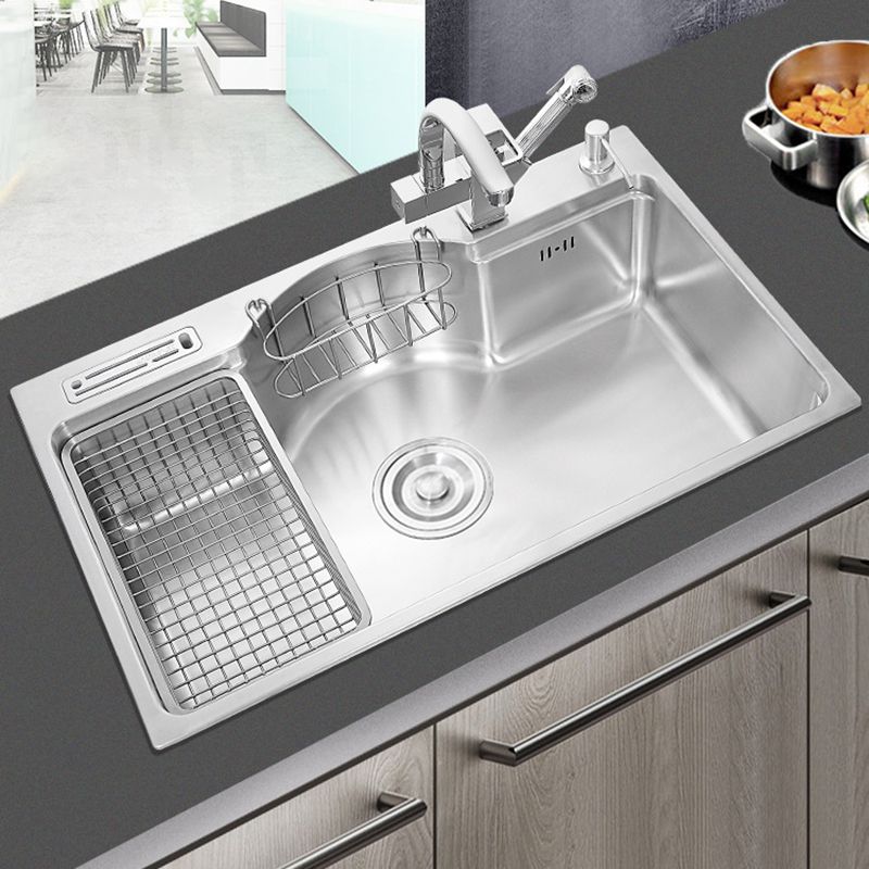 Stainless Steel 31" X 19" Kitchen Sink Single Bowl Drop-in Sink in Chrome and Black Clearhalo 'Home Improvement' 'home_improvement' 'home_improvement_kitchen_sinks' 'Kitchen Remodel & Kitchen Fixtures' 'Kitchen Sinks & Faucet Components' 'Kitchen Sinks' 'kitchen_sinks' 1200x1200_b01f96e9-431f-4fcd-aac3-e1659834a372
