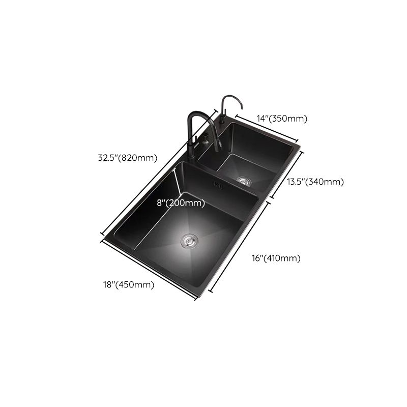 Stainless Steel Double Basin Sink Drop-In Kitchen Sink with Drain Assembly Clearhalo 'Home Improvement' 'home_improvement' 'home_improvement_kitchen_sinks' 'Kitchen Remodel & Kitchen Fixtures' 'Kitchen Sinks & Faucet Components' 'Kitchen Sinks' 'kitchen_sinks' 1200x1200_b021fc01-24e2-483f-aa5c-b2f4553aa41e