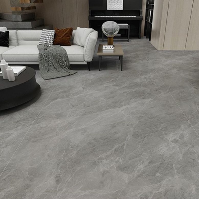 Gray Tone Floor Tile Straight Edge Polished Marbling Singular Tile