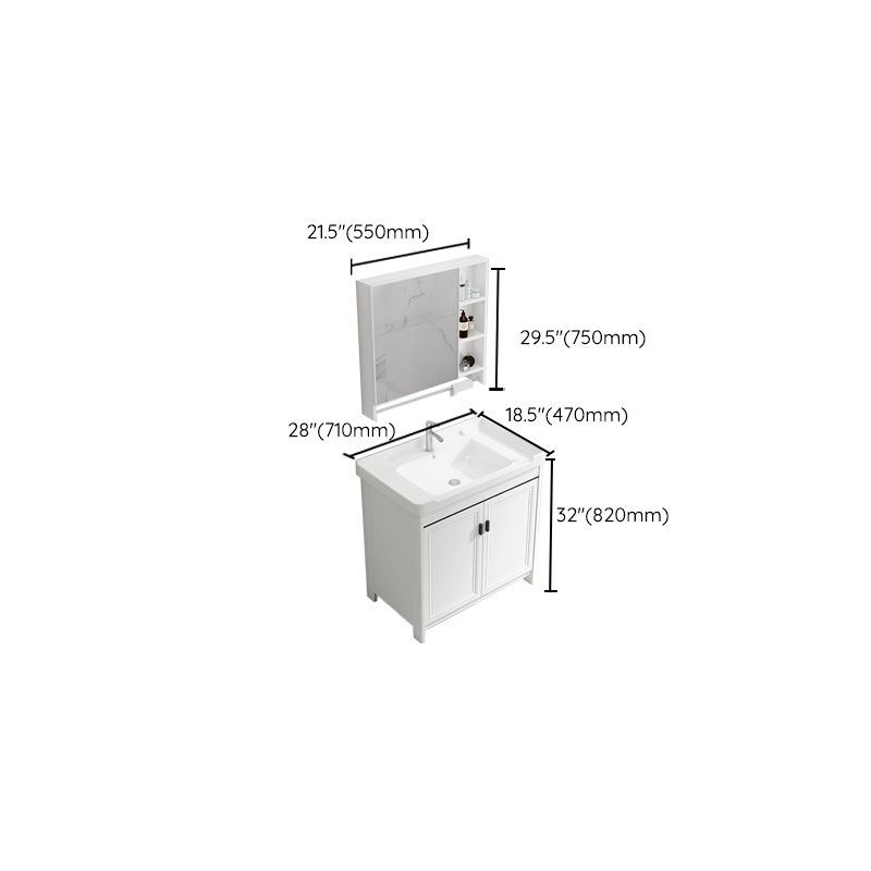 Modern Rectangular Bath Vanity White Ceramic Single Freestanding Sink Vanity Clearhalo 'Bathroom Remodel & Bathroom Fixtures' 'Bathroom Vanities' 'bathroom_vanities' 'Home Improvement' 'home_improvement' 'home_improvement_bathroom_vanities' 1200x1200_b035717c-f109-4823-939d-d908d8e53171