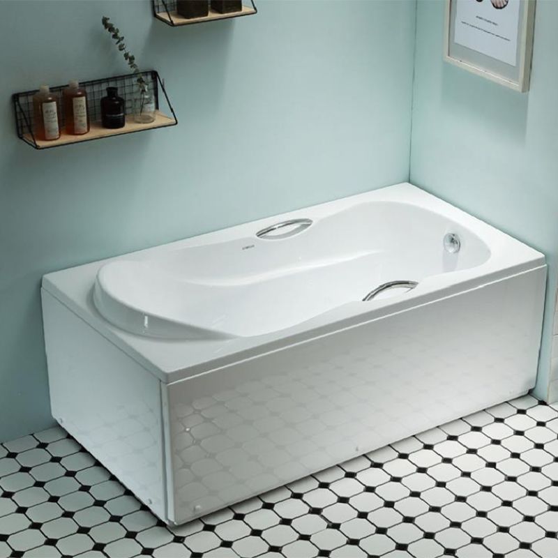 Freestanding Acrylic Bathtub Soaking White Square Modern Back to Wall Bathtub Clearhalo 'Bathroom Remodel & Bathroom Fixtures' 'Bathtubs' 'Home Improvement' 'home_improvement' 'home_improvement_bathtubs' 'Showers & Bathtubs' 1200x1200_b0391b50-b707-4914-8143-84c52702edc0