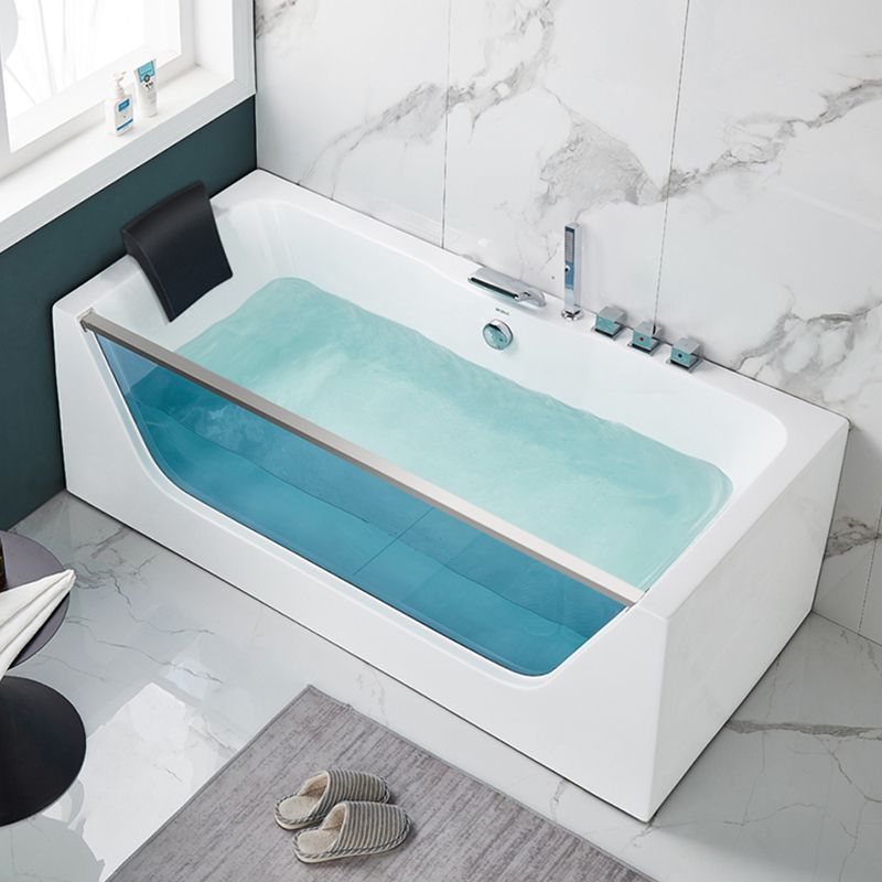 Contemporary Acrylic Back to Wall Bathtub Rectangle Air/Whirlpool/Soaking Bathtub Clearhalo 'Bathroom Remodel & Bathroom Fixtures' 'Bathtubs' 'Home Improvement' 'home_improvement' 'home_improvement_bathtubs' 'Showers & Bathtubs' 1200x1200_b08ba247-bf1b-4212-8c6c-491aec1c01ad