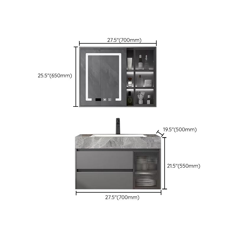 Modern Wall Mount Bath Vanity Gray Tone Vanity Cabinet with Mirror Cabinet Clearhalo 'Bathroom Remodel & Bathroom Fixtures' 'Bathroom Vanities' 'bathroom_vanities' 'Home Improvement' 'home_improvement' 'home_improvement_bathroom_vanities' 1200x1200_b08fb3ac-5b3d-41fb-ba84-e29753091970