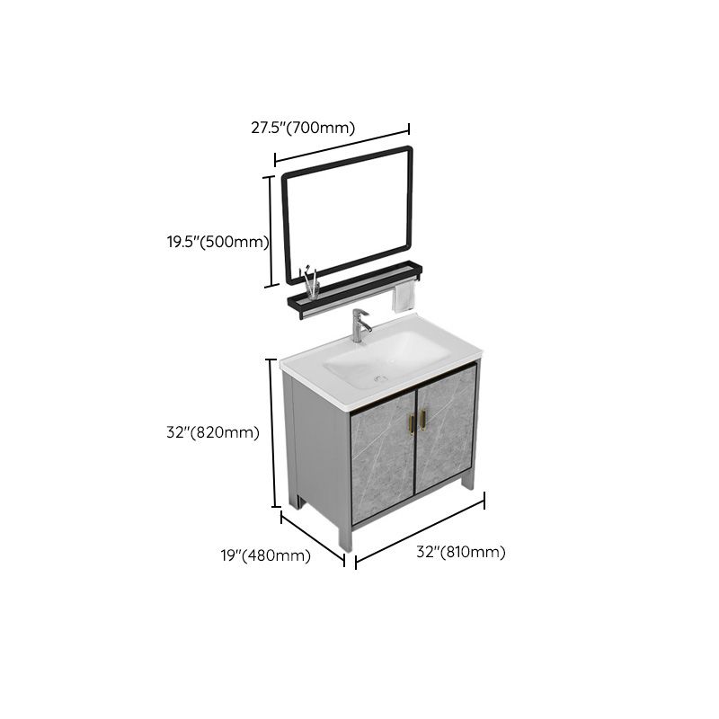 Bathroom Vanity Set Drawer Ceramic Sink Faucet Free Standing Vanity Set with Mirror Clearhalo 'Bathroom Remodel & Bathroom Fixtures' 'Bathroom Vanities' 'bathroom_vanities' 'Home Improvement' 'home_improvement' 'home_improvement_bathroom_vanities' 1200x1200_b098f1be-6c31-410c-b876-fb28c338be09