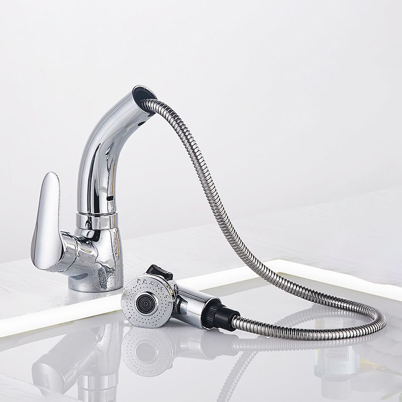 Vessel Sink Bathroom Faucet Swivel Spout Single Handle Faucet with Pull down Sprayer Clearhalo 'Bathroom Remodel & Bathroom Fixtures' 'Bathroom Sink Faucets' 'Bathroom Sinks & Faucet Components' 'bathroom_sink_faucets' 'Home Improvement' 'home_improvement' 'home_improvement_bathroom_sink_faucets' 1200x1200_b09cd7eb-e2cb-4a76-9988-4e00e10cb2bc