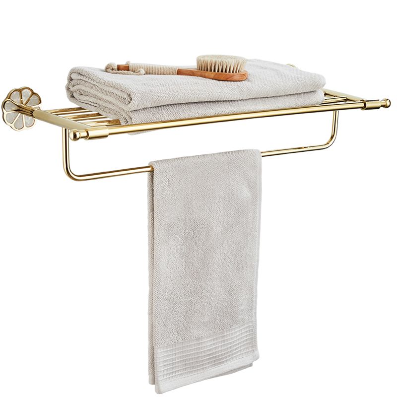 Gold Modern Bathroom Accessory Set, Bath Shelf, Towel Bar, Paper Holder, Robe Hooks Clearhalo 'Bathroom Hardware Sets' 'Bathroom Hardware' 'Bathroom Remodel & Bathroom Fixtures' 'bathroom_hardware_sets' 'Home Improvement' 'home_improvement' 'home_improvement_bathroom_hardware_sets' 1200x1200_b0c60744-0980-4280-a8aa-f17fcf6cd2f5