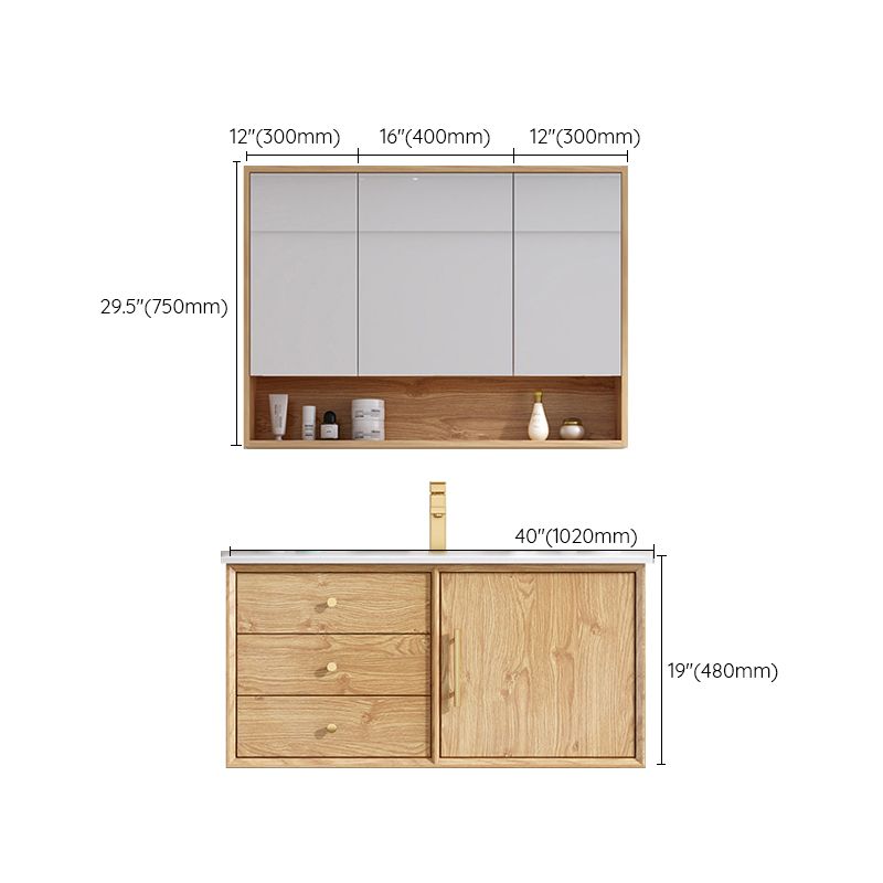 Wood Freestanding Vanity Set Drawers Rectangle Single Sink Bathroom Vanity with Mirror Clearhalo 'Bathroom Remodel & Bathroom Fixtures' 'Bathroom Vanities' 'bathroom_vanities' 'Home Improvement' 'home_improvement' 'home_improvement_bathroom_vanities' 1200x1200_b11e4b9a-5cec-4256-91b3-aca2684fd091