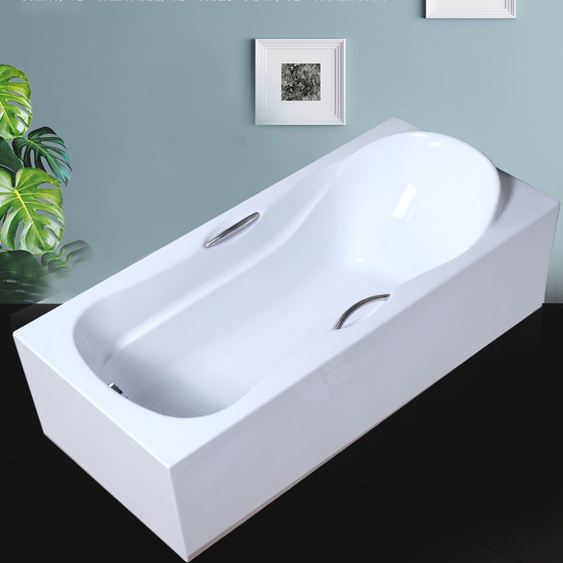 Acrylic Soaking Bath Antique Finish Rectangular Back to Wall Bath Tub Clearhalo 'Bathroom Remodel & Bathroom Fixtures' 'Bathtubs' 'Home Improvement' 'home_improvement' 'home_improvement_bathtubs' 'Showers & Bathtubs' 1200x1200_b1209c4f-c2a4-4e96-9e6d-d451bfe36086