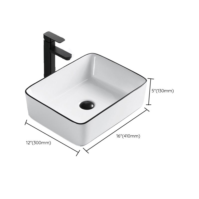 Modern Vessel Bathroom Sink Rectangular Porcelain Drain Assembly and Faucet Wash Stand Clearhalo 'Bathroom Remodel & Bathroom Fixtures' 'Bathroom Sinks & Faucet Components' 'Bathroom Sinks' 'bathroom_sink' 'Home Improvement' 'home_improvement' 'home_improvement_bathroom_sink' 1200x1200_b1220804-88e6-4659-a78c-d10d131269ef