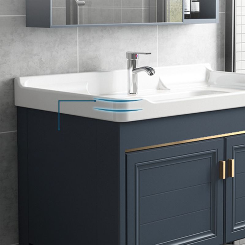 Modern Single Blue Sink Vanity Freestanding Metal Base Bath Vanity Clearhalo 'Bathroom Remodel & Bathroom Fixtures' 'Bathroom Vanities' 'bathroom_vanities' 'Home Improvement' 'home_improvement' 'home_improvement_bathroom_vanities' 1200x1200_b128b830-e669-4230-aee5-c6d5c101c129