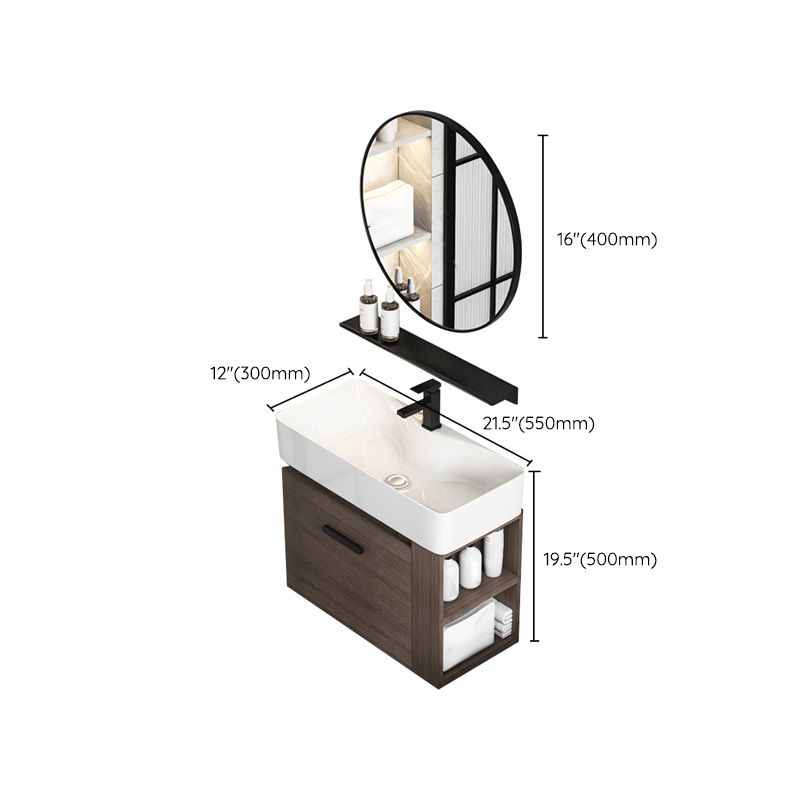 Modern Single Sink Vanity Wall Mount Brown Wooden Vanity Set Clearhalo 'Bathroom Remodel & Bathroom Fixtures' 'Bathroom Vanities' 'bathroom_vanities' 'Home Improvement' 'home_improvement' 'home_improvement_bathroom_vanities' 1200x1200_b12cccdb-f474-45d8-92af-97773998e12a