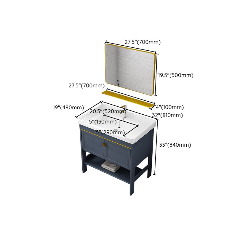 Metal Glam Bathroom Vanity Set Freestanding Single-Sink Bath Vanity Clearhalo 'Bathroom Remodel & Bathroom Fixtures' 'Bathroom Vanities' 'bathroom_vanities' 'Home Improvement' 'home_improvement' 'home_improvement_bathroom_vanities' 1200x1200_b141a19e-421b-4cee-aee0-f15b55c0fcf1