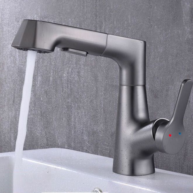 Modern Vessel Sink Faucet Copper Single Handle Retractable Low Arc Vessel Faucet Clearhalo 'Bathroom Remodel & Bathroom Fixtures' 'Bathroom Sink Faucets' 'Bathroom Sinks & Faucet Components' 'bathroom_sink_faucets' 'Home Improvement' 'home_improvement' 'home_improvement_bathroom_sink_faucets' 1200x1200_b1445523-b57b-451f-b75d-f5170934936c