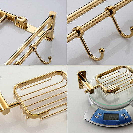 Polished Gold 4 Piece Bathroom Accessory Set Brass Bathroom Hardware Clearhalo 'Bathroom Hardware Sets' 'Bathroom Hardware' 'Bathroom Remodel & Bathroom Fixtures' 'bathroom_hardware_sets' 'Home Improvement' 'home_improvement' 'home_improvement_bathroom_hardware_sets' 1200x1200_b1580b96-79e4-4feb-b5a2-b2d78da4ac76