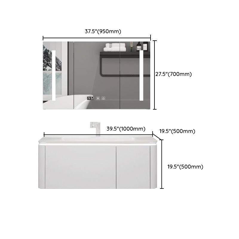 Modern Bathroom Vanity Ceramic Top Wall-Mounted Standalone Cabinet and Shelving Included Clearhalo 'Bathroom Remodel & Bathroom Fixtures' 'Bathroom Vanities' 'bathroom_vanities' 'Home Improvement' 'home_improvement' 'home_improvement_bathroom_vanities' 1200x1200_b15bb3b7-4578-4b0b-9f61-b69334154e45