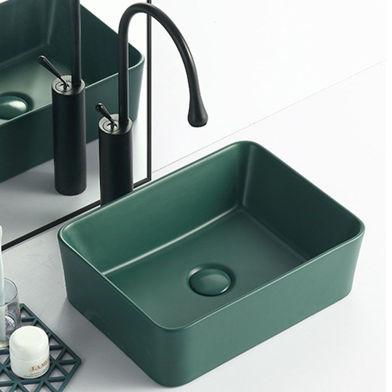 Modern Bathroom Sink Rectangular Vessel Lavatory Sink in Green Clearhalo 'Bathroom Remodel & Bathroom Fixtures' 'Bathroom Sinks & Faucet Components' 'Bathroom Sinks' 'bathroom_sink' 'Home Improvement' 'home_improvement' 'home_improvement_bathroom_sink' 1200x1200_b16aede4-1965-4354-95ae-7871fe23e93a