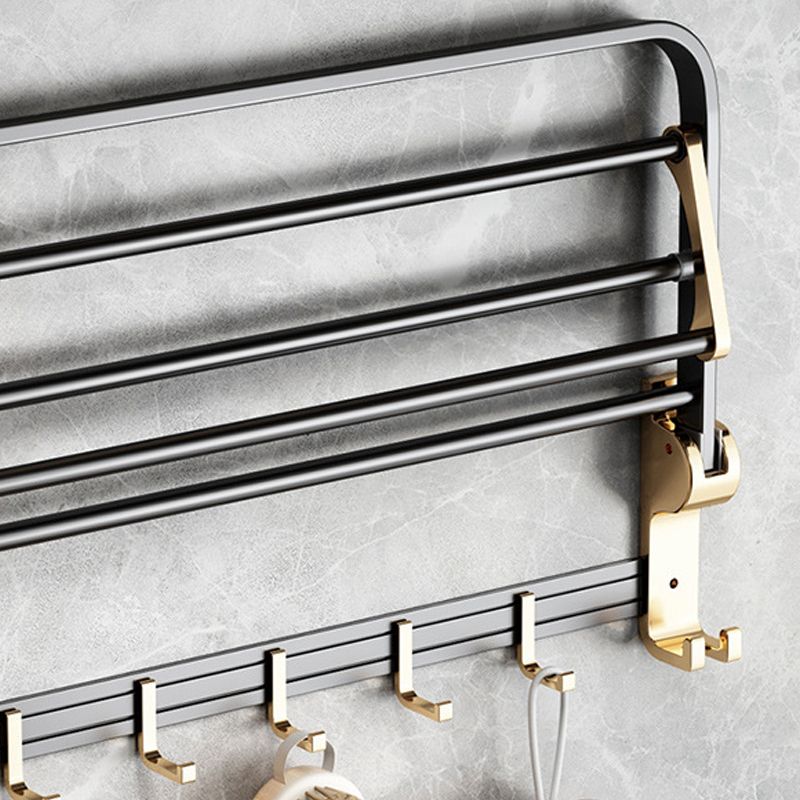 Modernism Bathroom Accessories Hardware Set Black & Golden Bath Shelf/Towel Bar Clearhalo 'Bathroom Hardware Sets' 'Bathroom Hardware' 'Bathroom Remodel & Bathroom Fixtures' 'bathroom_hardware_sets' 'Home Improvement' 'home_improvement' 'home_improvement_bathroom_hardware_sets' 1200x1200_b172a386-1f80-4812-9fd5-e24030648a81