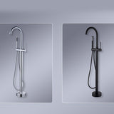 Brass Freestanding Tub Filler with Hand Shower Floor Mounted Bathroom Faucet Clearhalo 'Bathroom Remodel & Bathroom Fixtures' 'Bathtub Faucets' 'bathtub_faucets' 'Home Improvement' 'home_improvement' 'home_improvement_bathtub_faucets' 1200x1200_b17fb1c9-7b8d-4c11-ba4f-da3b4c0f2980