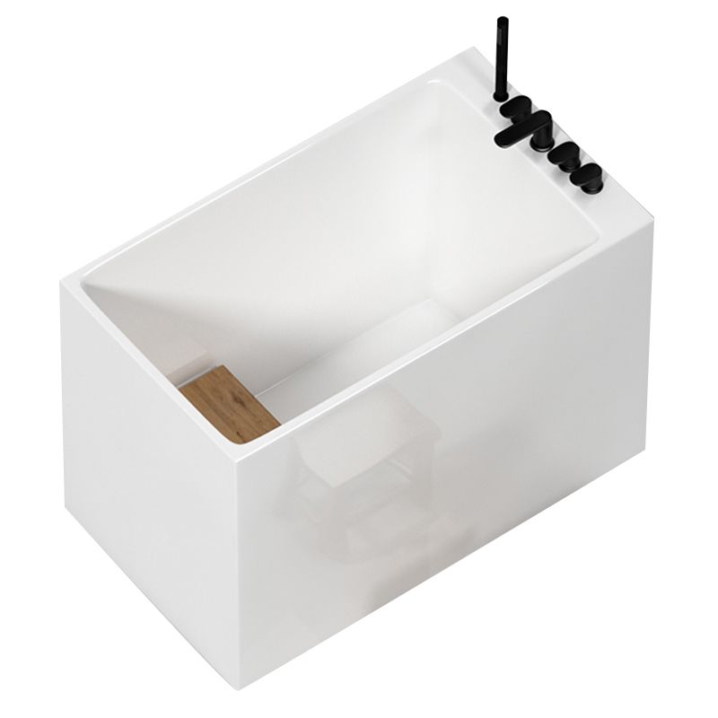 Modern White Rectangle Acrylic Bathtub Freestand Soaking Bathtub with Wood Bedplate Clearhalo 'Bathroom Remodel & Bathroom Fixtures' 'Bathtubs' 'Home Improvement' 'home_improvement' 'home_improvement_bathtubs' 'Showers & Bathtubs' 1200x1200_b18301f6-bd6f-4245-9452-3d3611916fdf