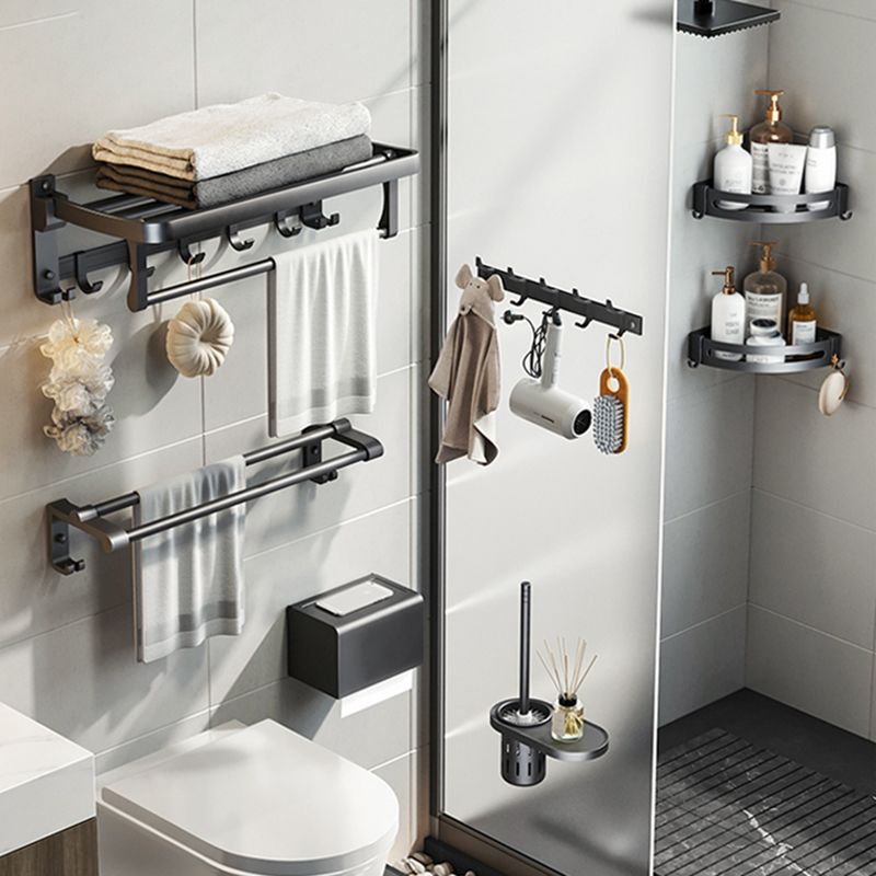 Modern Matte Black Bathroom Accessory Set Towel Bar/Paper Holder/Robe Hook Included Clearhalo 'Bathroom Hardware Sets' 'Bathroom Hardware' 'Bathroom Remodel & Bathroom Fixtures' 'bathroom_hardware_sets' 'Home Improvement' 'home_improvement' 'home_improvement_bathroom_hardware_sets' 1200x1200_b185c04b-dbad-4cb9-8552-edd566e6eaae