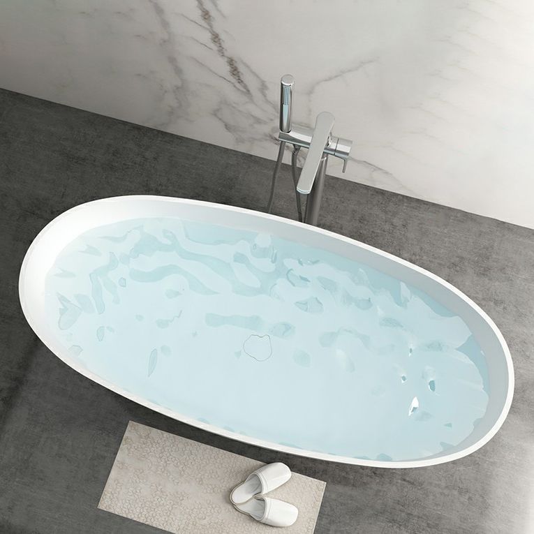 Modern Stone Oval White Bathtub Freestanding Soaking Bath for Bathroom Clearhalo 'Bathroom Remodel & Bathroom Fixtures' 'Bathtubs' 'Home Improvement' 'home_improvement' 'home_improvement_bathtubs' 'Showers & Bathtubs' 1200x1200_b1983305-5a5a-49eb-b01e-460a9306868d
