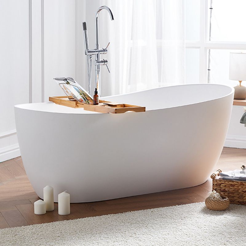 Modern Stone Freestanding Oval Tub Soaking 25.2-inch Tall White Bathtub(Board not Include) Clearhalo 'Bathroom Remodel & Bathroom Fixtures' 'Bathtubs' 'Home Improvement' 'home_improvement' 'home_improvement_bathtubs' 'Showers & Bathtubs' 1200x1200_b1b3f221-7d46-4d30-b24e-93625d0a70fb