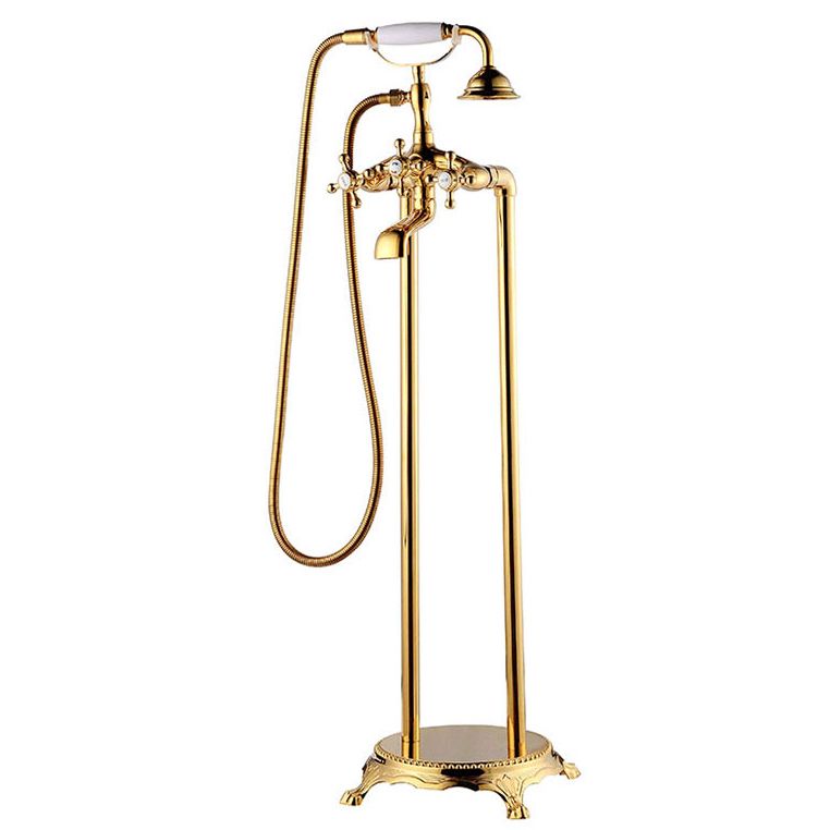 Traditional Floor Mounted Copper Freestanding Tub Filler Spray Gun Tub Filler Trim Clearhalo 'Bathroom Remodel & Bathroom Fixtures' 'Bathtub Faucets' 'bathtub_faucets' 'Home Improvement' 'home_improvement' 'home_improvement_bathtub_faucets' 1200x1200_b1d3aafb-fa77-43f0-821a-eec1aba0e6a1