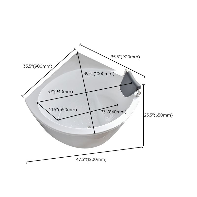 Corner Acrylic Bathtub Soaking White Modern Back to Wall Bath Clearhalo 'Bathroom Remodel & Bathroom Fixtures' 'Bathtubs' 'Home Improvement' 'home_improvement' 'home_improvement_bathtubs' 'Showers & Bathtubs' 1200x1200_b1ef1ecd-adfb-4c5c-8bd5-20fc22edd063