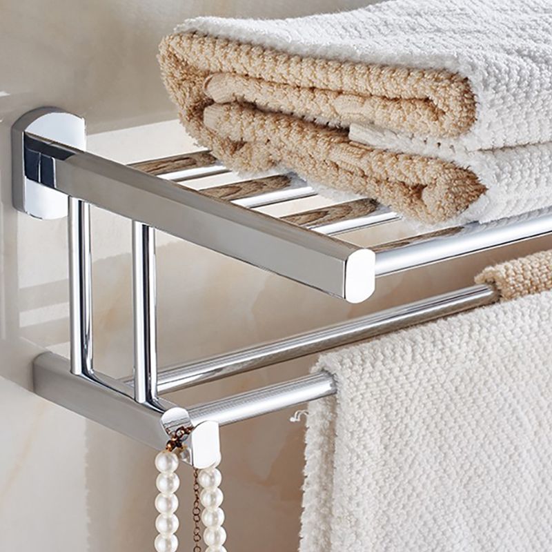 Polished Chrome Modern Bathroom Accessory Set Silver Towel Bar/Bath Shelf Clearhalo 'Bathroom Hardware Sets' 'Bathroom Hardware' 'Bathroom Remodel & Bathroom Fixtures' 'bathroom_hardware_sets' 'Home Improvement' 'home_improvement' 'home_improvement_bathroom_hardware_sets' 1200x1200_b2048e0c-535a-4e04-b502-a01f74e13d87